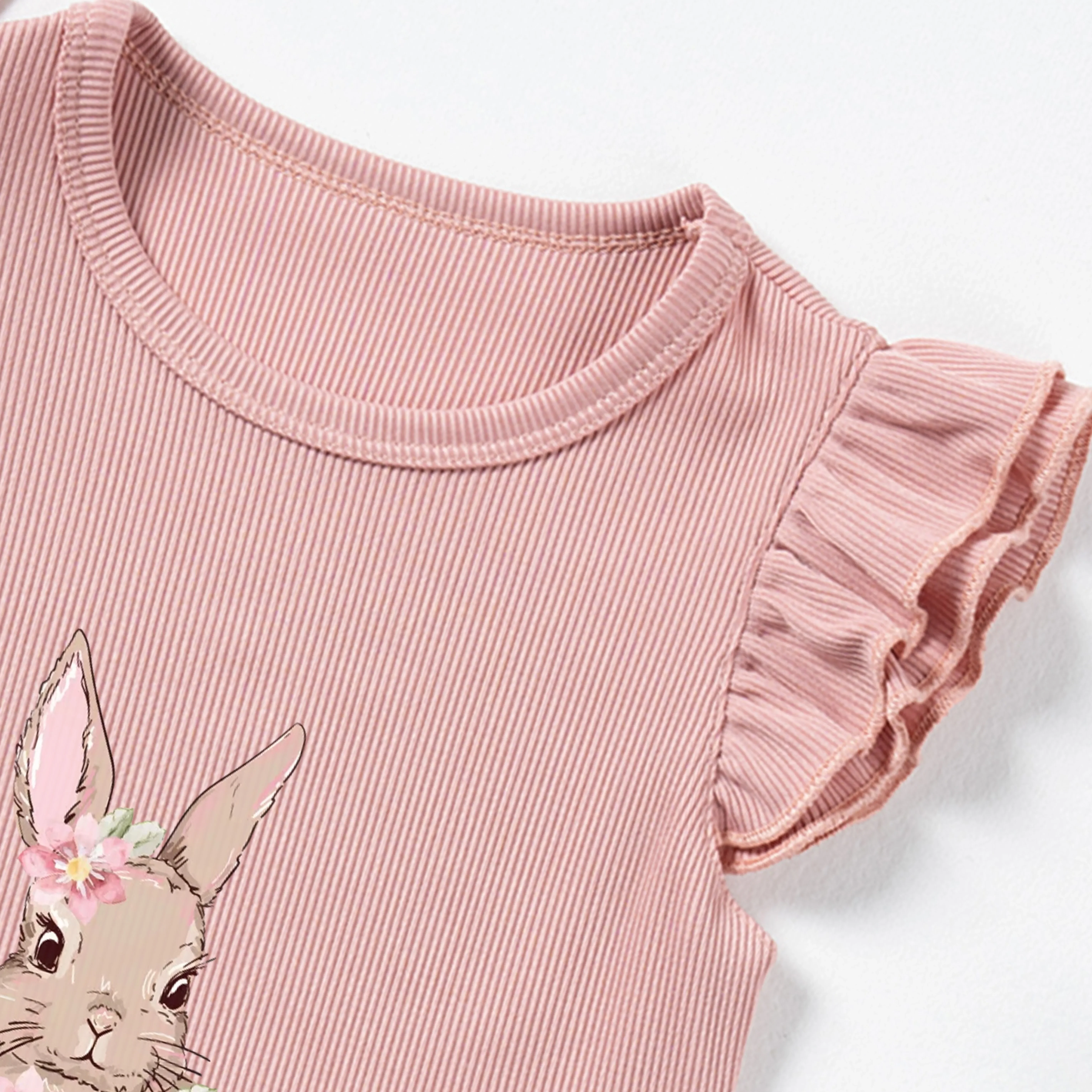 Cute printed baby girl set summer new fly-sleeved short-sleeved + solid color shorts set children's casual daily wear kids clothing set girls clothing set