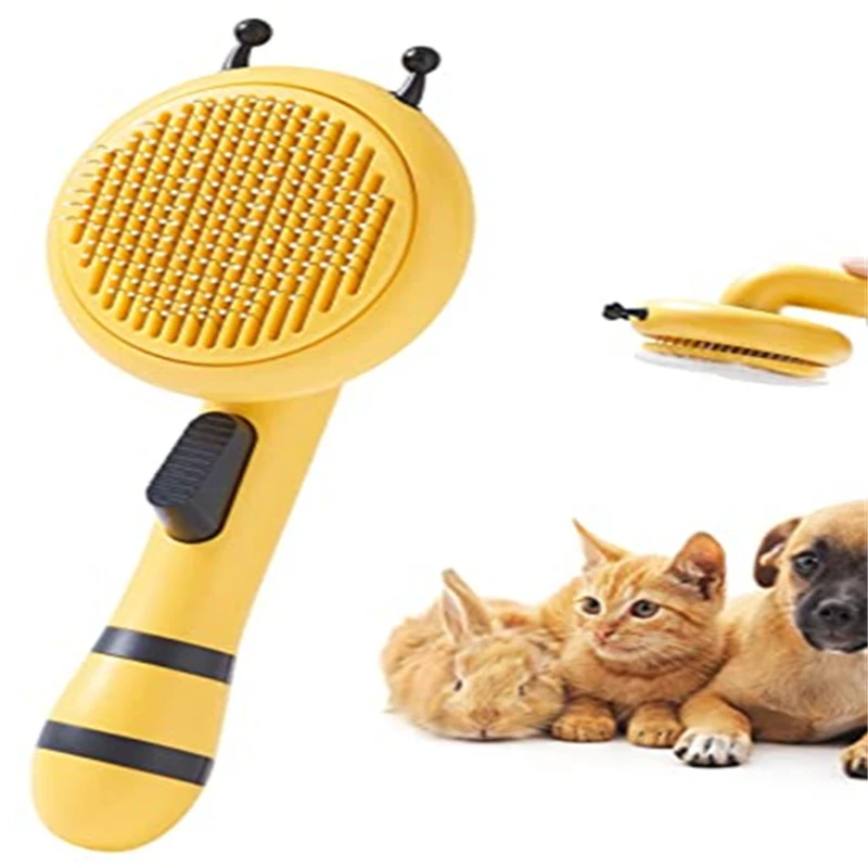 Pet Dog Grooming shedding Brush Little Bee Self Cleaning Slicker Pet