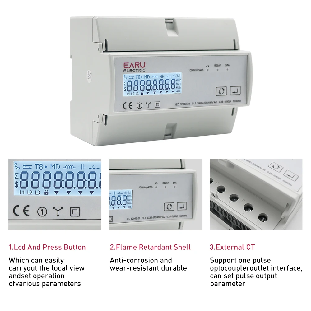 Tuya WiFi ZigBee Three Phase Bidirectional Energy Meter KWh Monitor 3*110/190V o