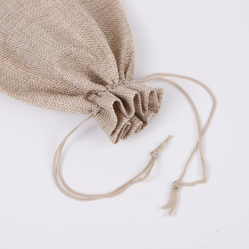 50pcs/lot 7x9 10x14 13x18 15x20 17x23cm Natural Jute Drawstring Linen Bags For Party Gift Packaging Bag Storage Pouches Add Logo