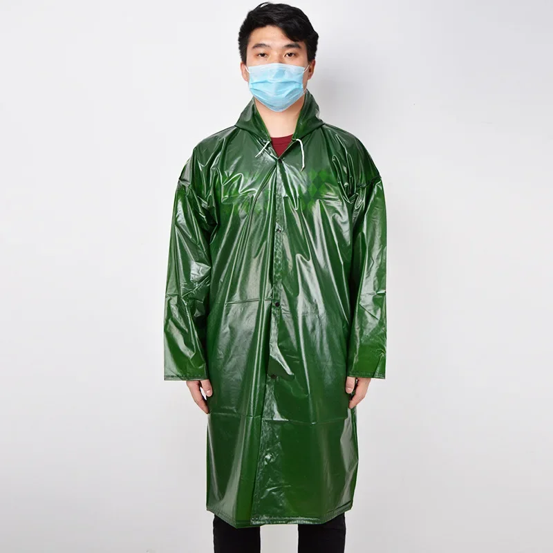 Long Outdoor PVC Cow Tendon Raincoat Waterproof Workwear for Motorcyclist