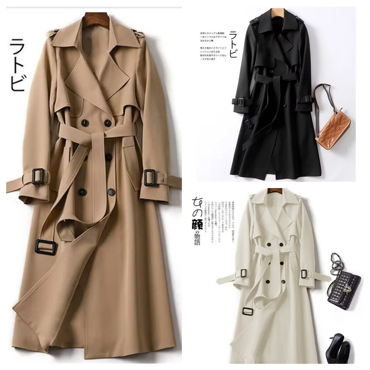 Women Fashion Trench New Coat Spring Autumn Korean Long Sleeve With Belt Jackets Solid British Style Coats Women's Chic Outwear - 2