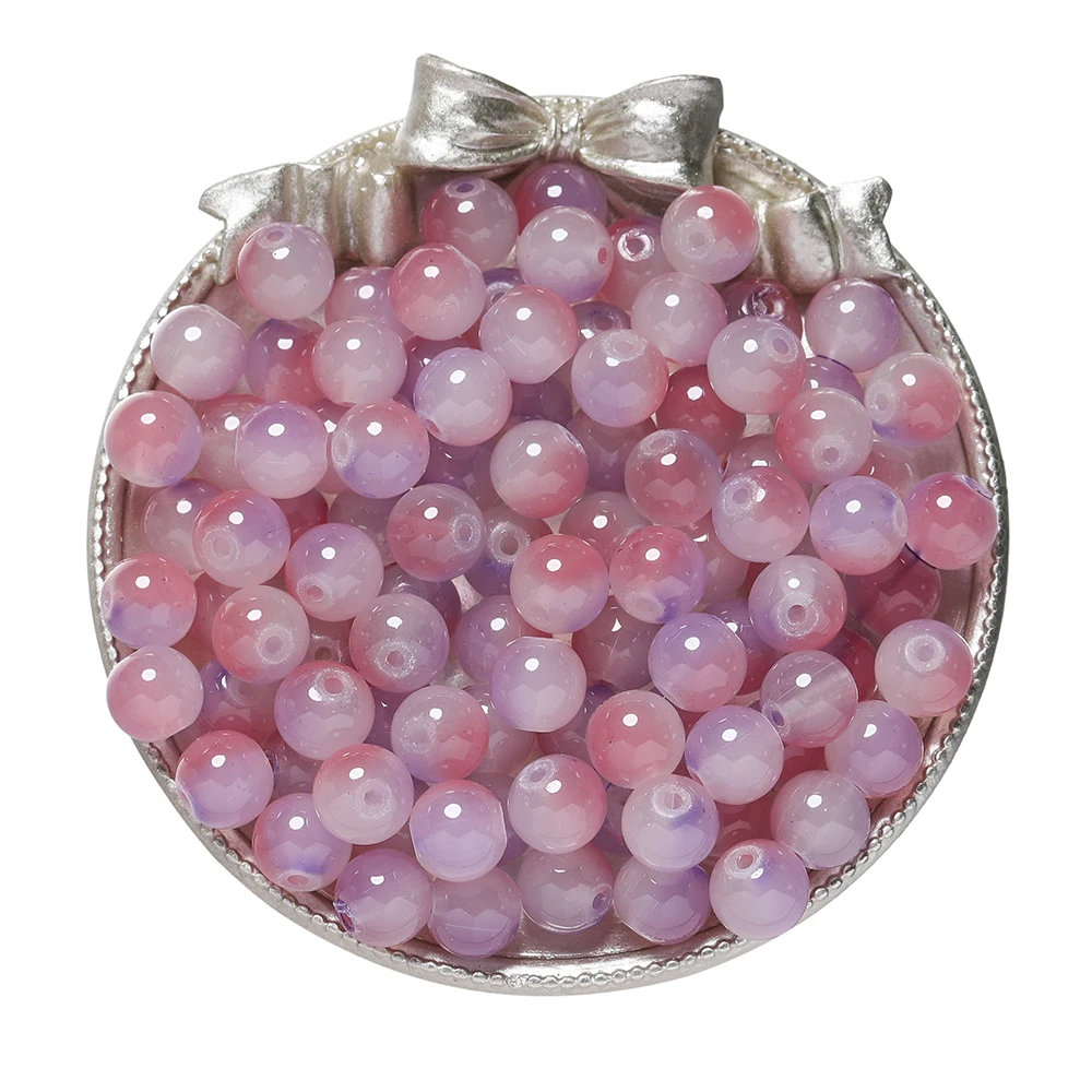 Colorful Round Glass Beads for DIY Jewelry Crafting - 50 Pieces