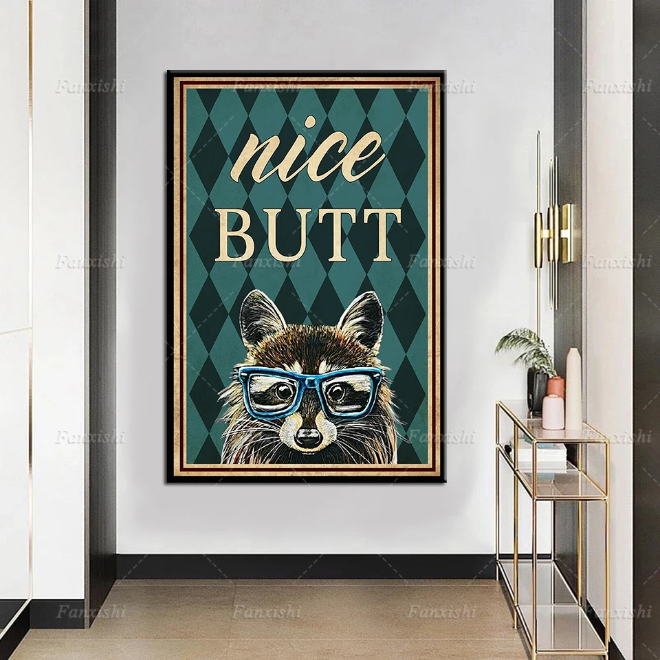 

Wall Artwork Modular Painting Hd Prints Nice Butt Raccoon Picture Retro Funny Canvas Poster Home Decor For Bedroom Living Room