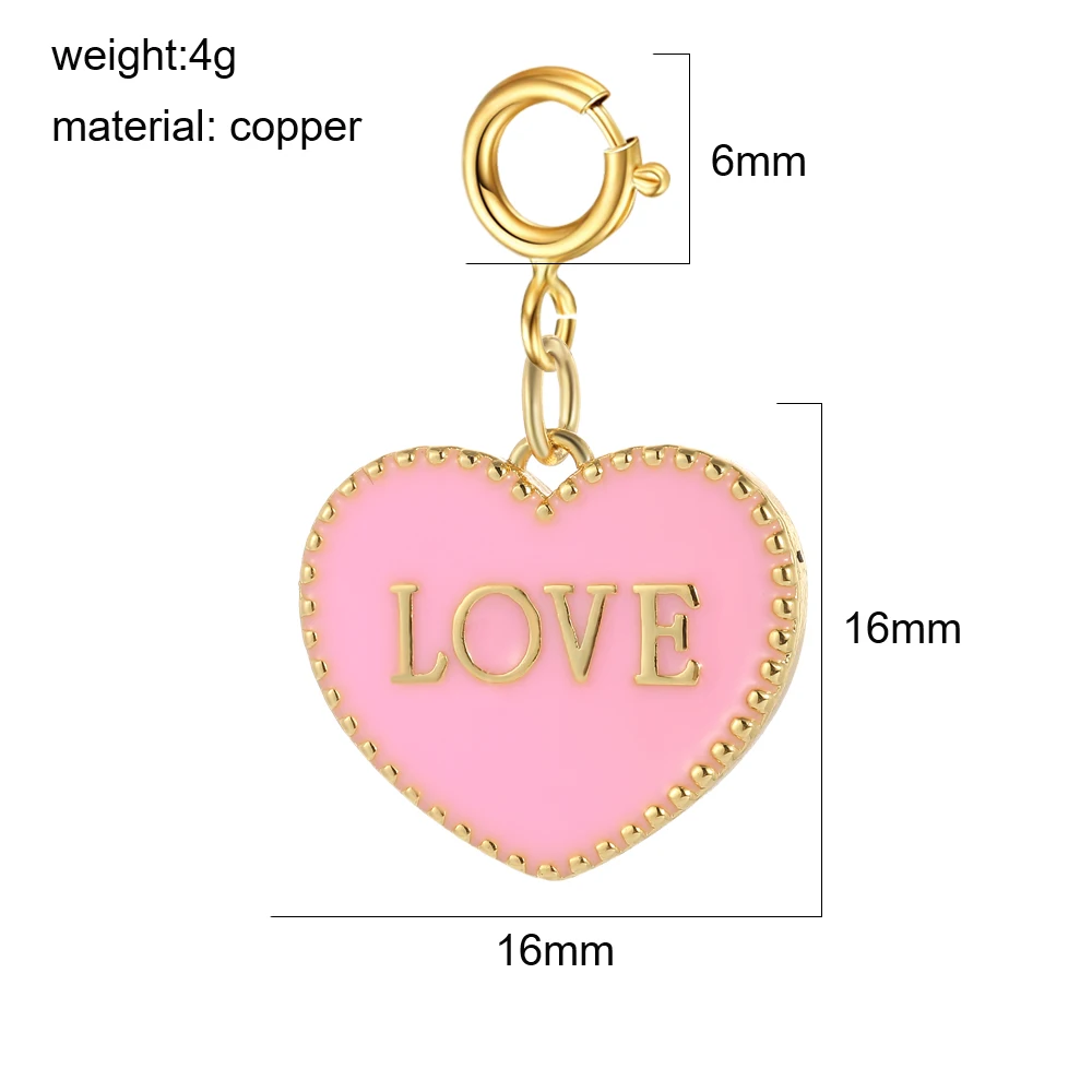 3 Stück rosa Y2K süße Emaille Charms Großhandel Herz Auge Stern Mond Getränk Eis Anhänger Karabinerhaken DIY Halskette Armband Schlüsselanhänger – Detail 16