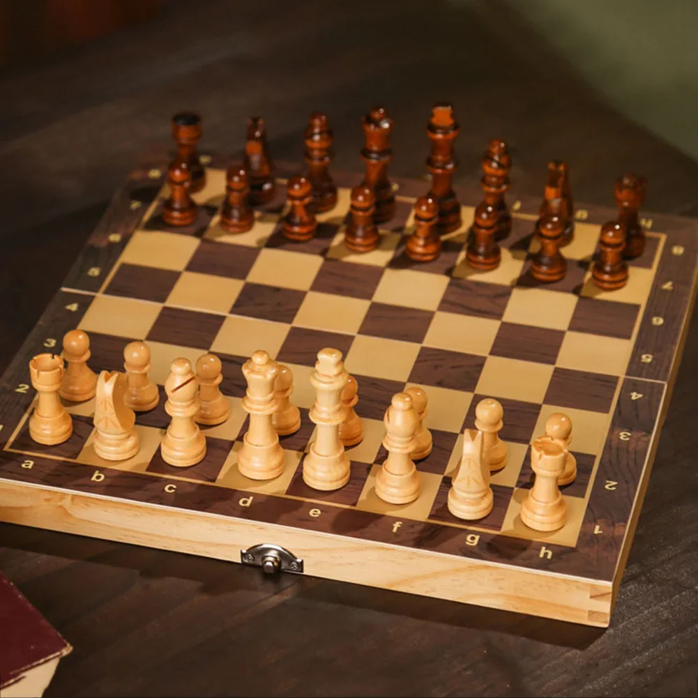 32 Pieses Wooden Chess Standard Tournamen Staunton Wood Chessmen 8cm King Height Suit Beginner Pieces Educational Toy