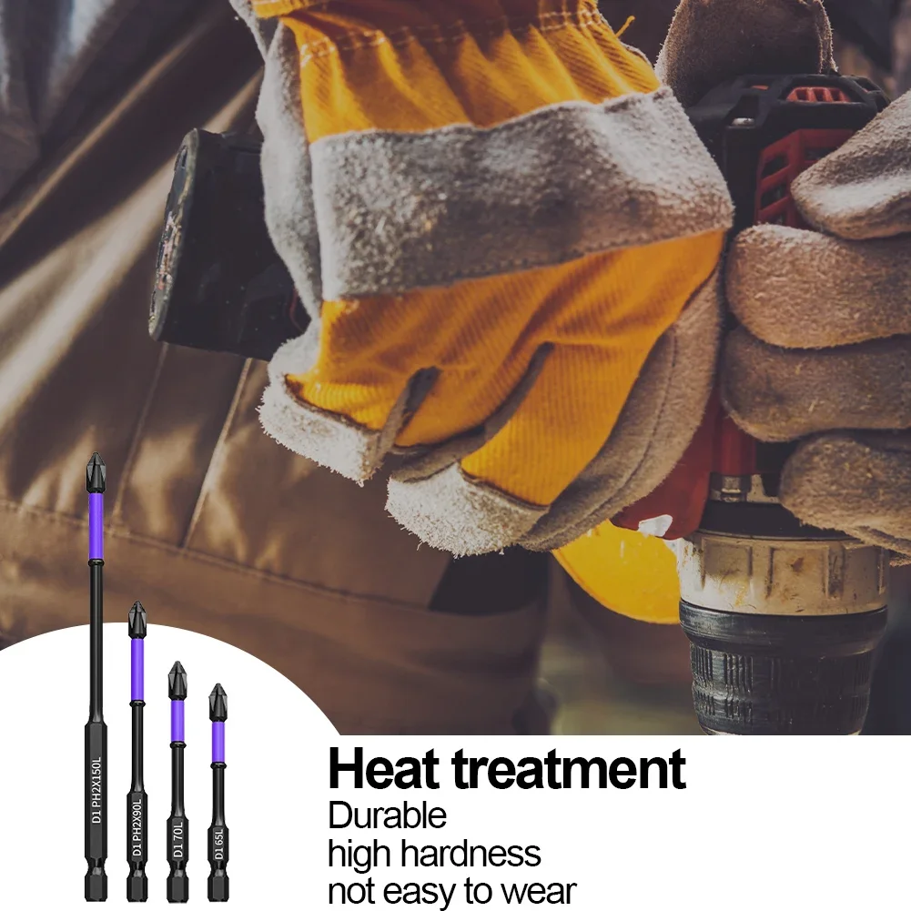 Magnetic Screwdriver Bits Strong Magnetic Cross Bits D1 High Hardness Anti-shock Batch Head Non-slip Impact Driver Sets For Power Drilling