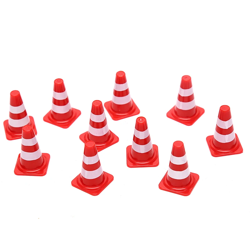 10pcs For Kids Construction Car Theme Party Mini PlasticTraffic Cones Sport Training Roadblock Mini Traffic Signs Roadblock Toy
