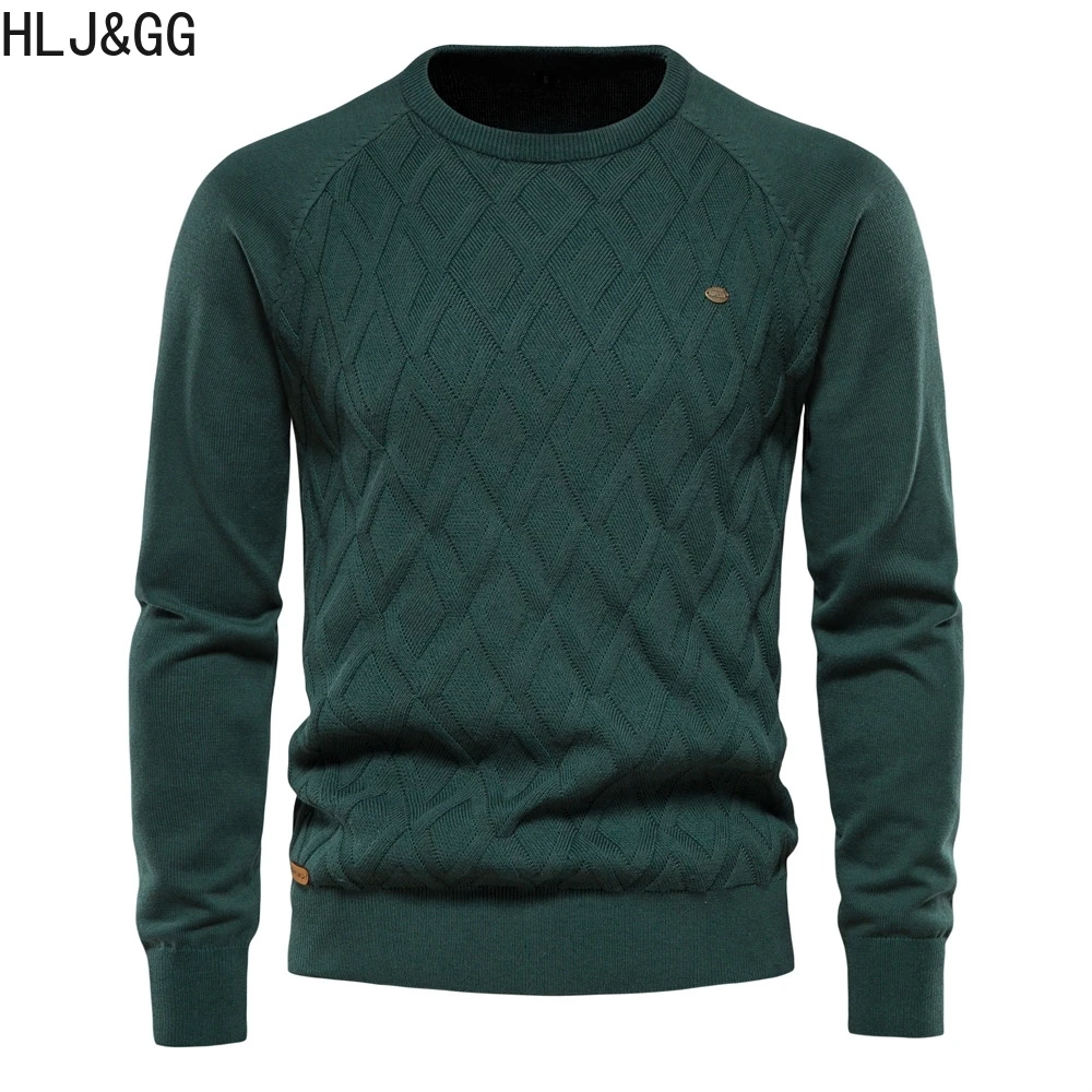 HLJ&GG Classic Solid Color Mens Sweaters Casual O-neck Long Sleeve Knitted Male Pullover High Quality Man's Warm Sweaters New