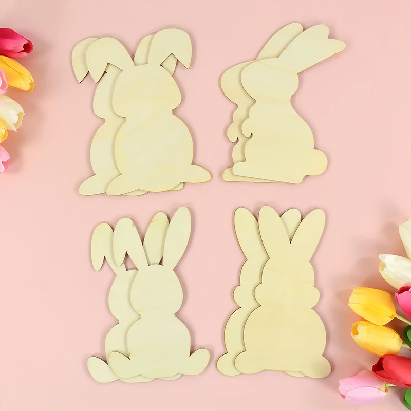 

Easter Wooden Bunny Unfinished Blank Wooden Rabbit Kids Toys Spring Easter Festival Party Home Decoration DIY Scrapbooking Craft
