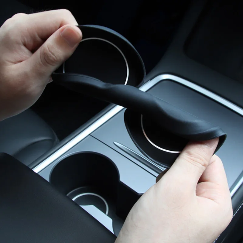Cup Holder Coasters Car Coaster Pads For Tesla Model 3 Y Water Cup Holder Mats Non-slip Coaster Soft Silicone Pad