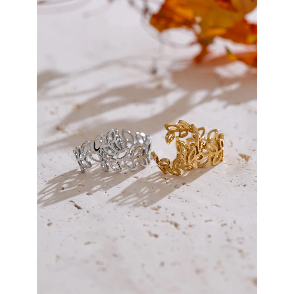 Yhpup Plant Leaf Hollow Ear Bone Clip Earrings