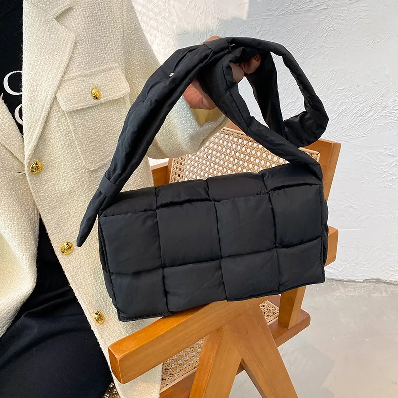 

Fashion Padded Women Shoulder Bags Designer Brand Quilted Handbag Luxury Pu Space Cotton Crossbody Bag Large Tote 2023