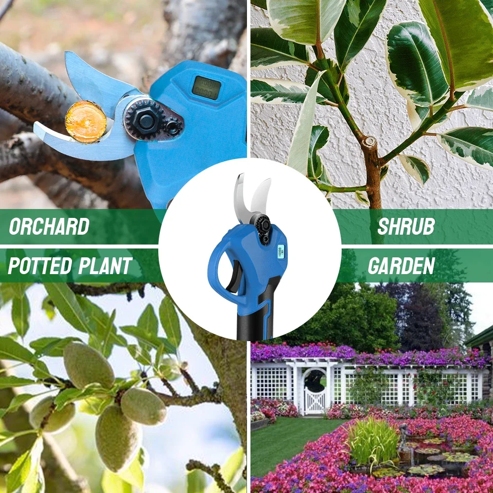 NewBeny 30mm Brushless Electric Pruning Shears 2 Gears Efficient Cordless Fruit Tree Bonsai Garden Tools For Makita 18V Battery 6