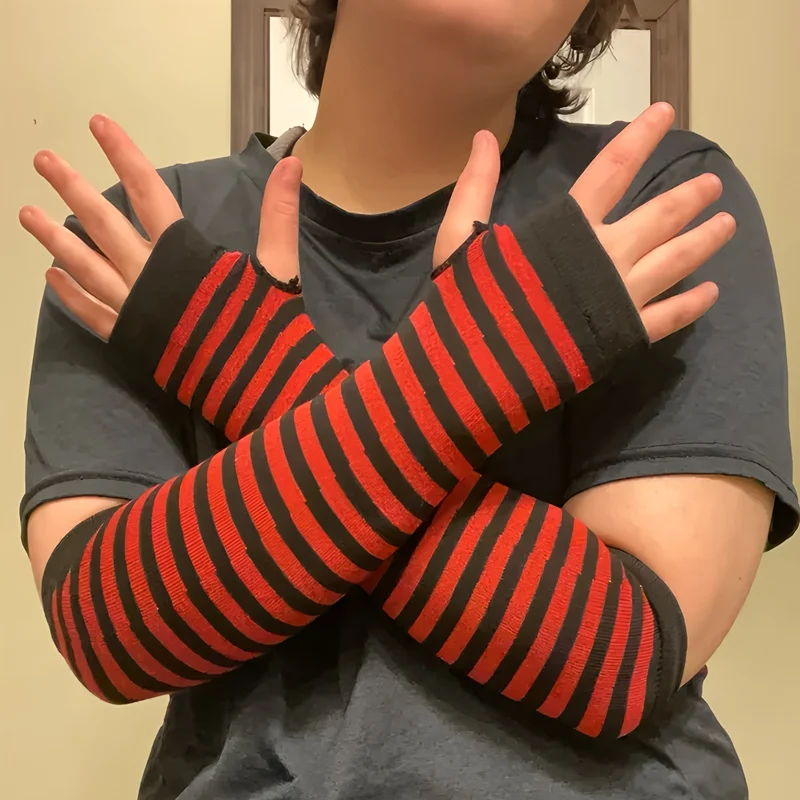 Y2K Elastic Outdoor Punk Long Fingerless Gloves Cuff For Women Men Hip-hop Glove Elbow Mittens Cool Stretch Winter Arm Warmer