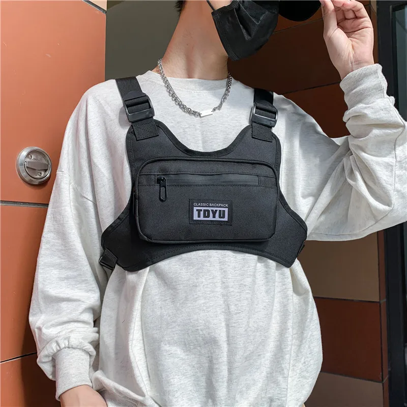 2023 Tactical Chest Bag Orange Black Gray Hip Hop Techwear Vest