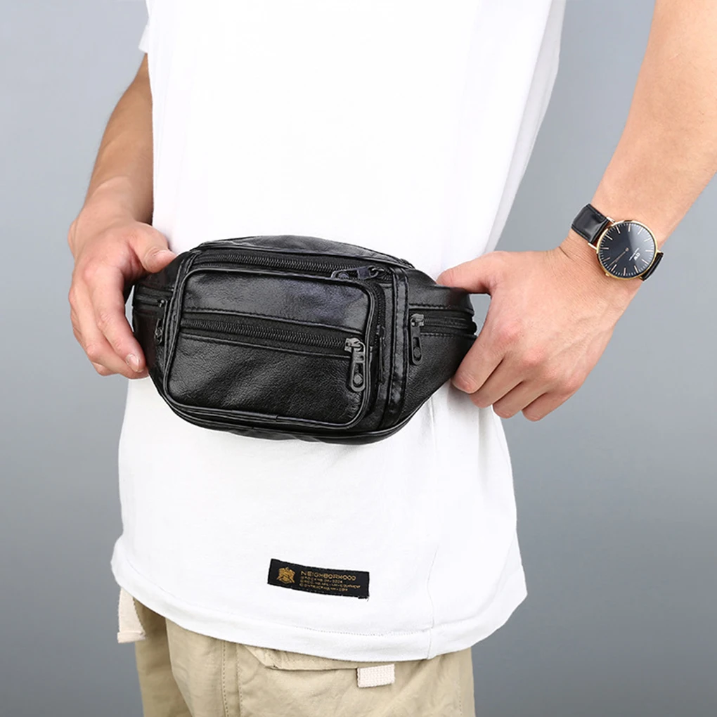 

Leather Anti-theft Waist Bag Fashionable Men s Outdoor Waterproof Pocket Pouch Fanny Shoulder Bags Riding Motorcycle