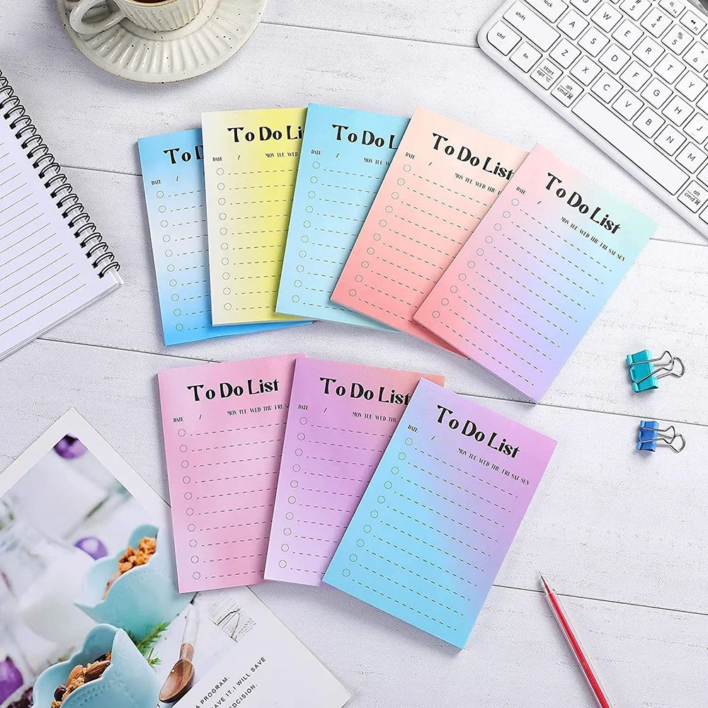 

50 Sheets Gradient Colors To Do List Sticky Notes Notepad Memo Planner Pastable List Stationery Office School Supplie