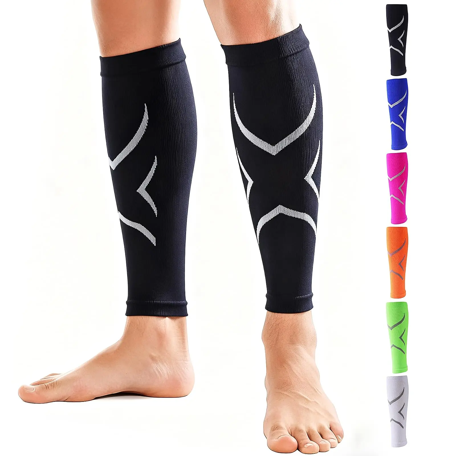 1Pair Calf Compression Sleeves Running Cycling Leg Compression Sleeve Men Women Elastic Marathon Jumping Gym Fitness Calf Brace