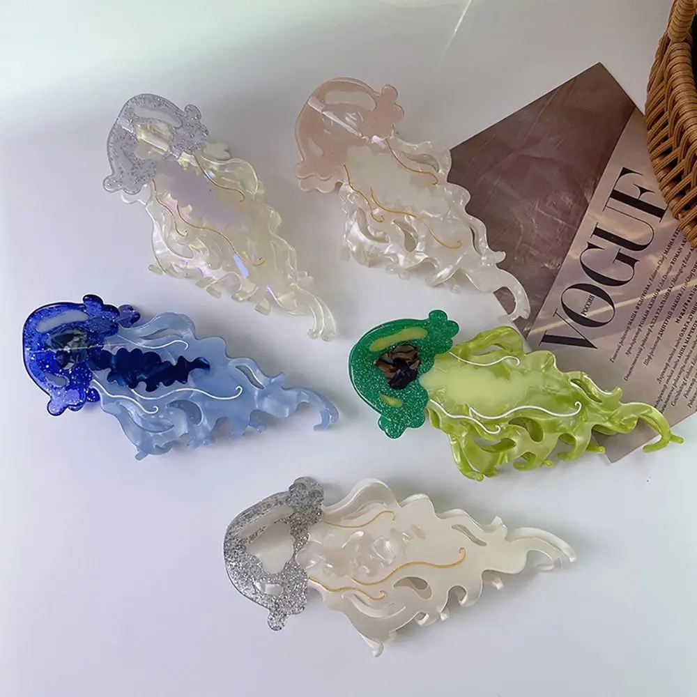 1Pcs Neue Shark Quallen Haar Clip Acetat Labge Marine Leben Haar Klaue Sommer Strand Bunte Haar Zubehör Frauen Mädchen – Detail 33
