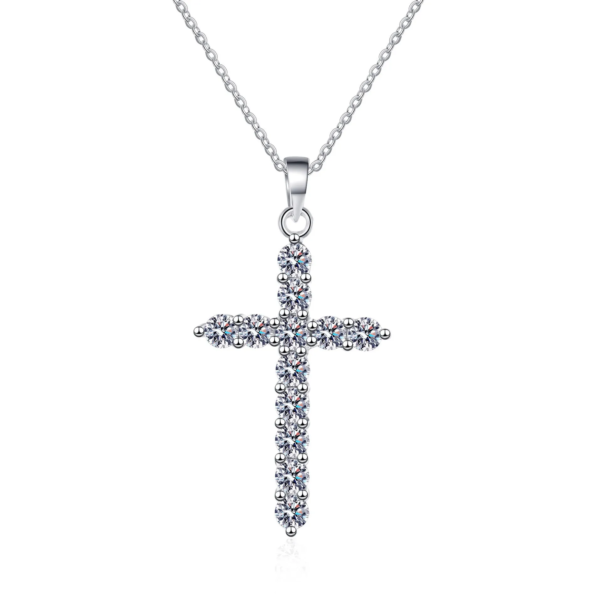

AZ671-X Lefei Fashion Trendy Luxury Classic Moissanite Diamondset Cross Necklaces For Women 925 Silver Party Charms Jewelry Gift