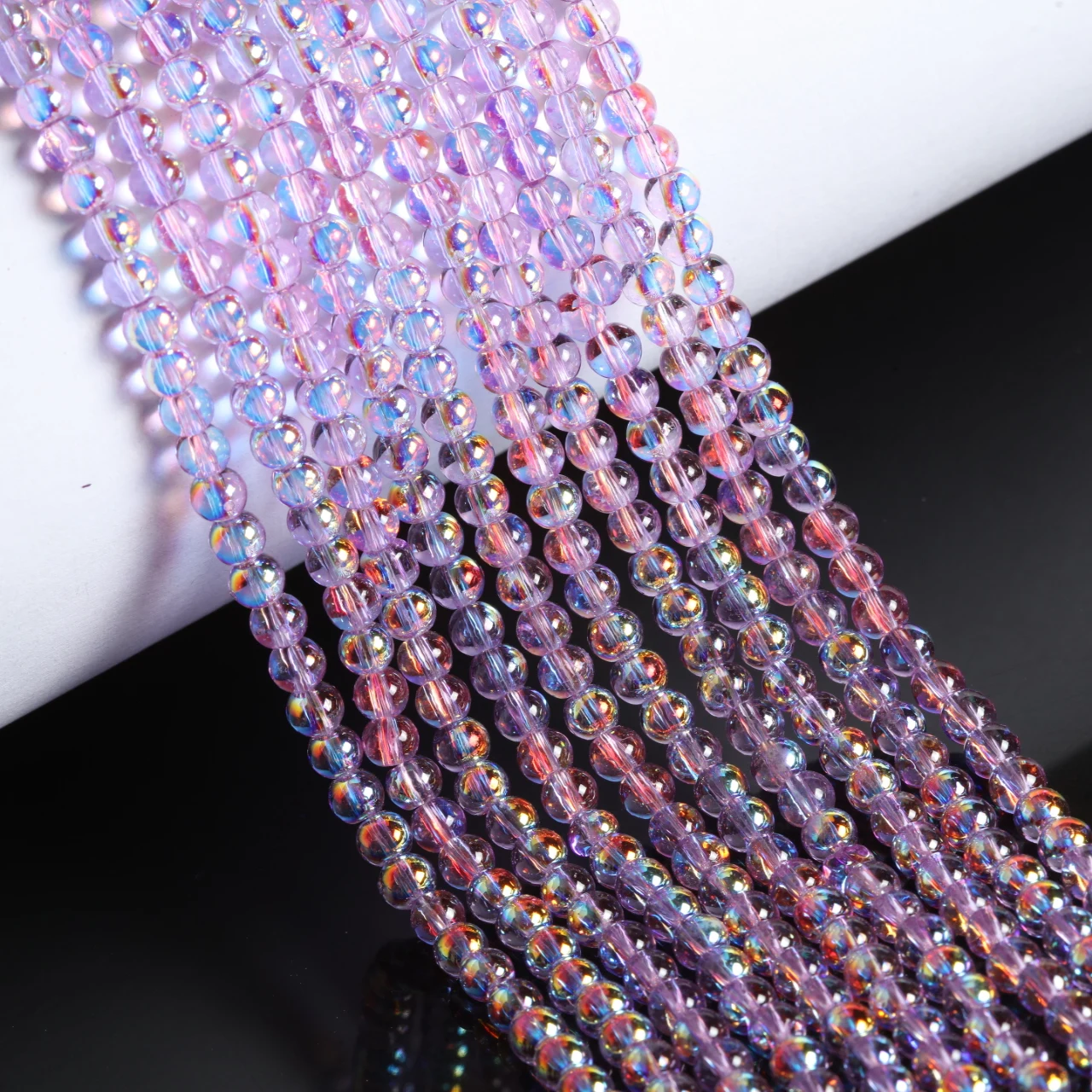 Iridescent Round Glass Beads for Jewelry Making – 4mm DIY Crafting Accessories