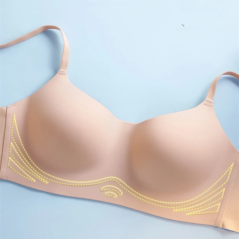 Seamless Underwear Women's Thin Section Big Breasts Show Small Breasts Gathered Breasts Anti-lighting Bra Breathable