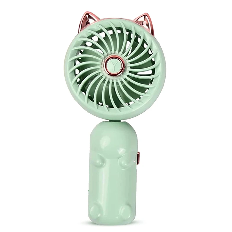 

1 Piece Portable Hand Held Fan Mini Fan Foldable Small Fan With Cat Ears With USB Rechargeable Battery (Green)