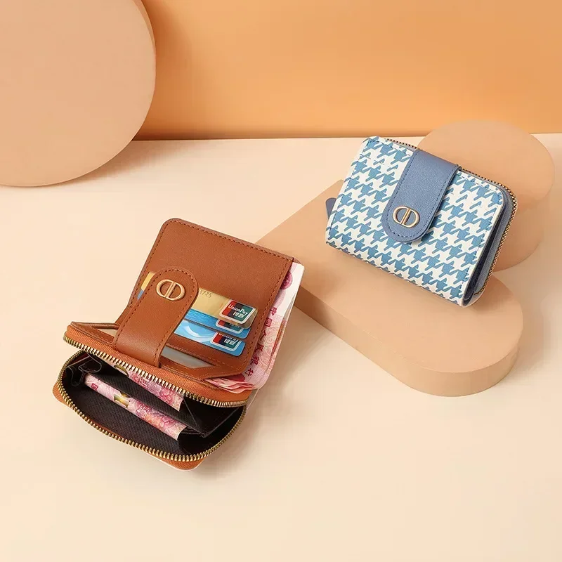 Women Short Wallet Buckle Zipper PU Leather Coin Purse Multi Card Anti Demagnetization Large Capacity Small Wallet coin purse coin wallet