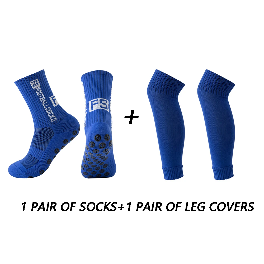 Sports Socks 1 pair of combination adhesive point anti slip sweat and odor resistant football sports socks + leg protectors