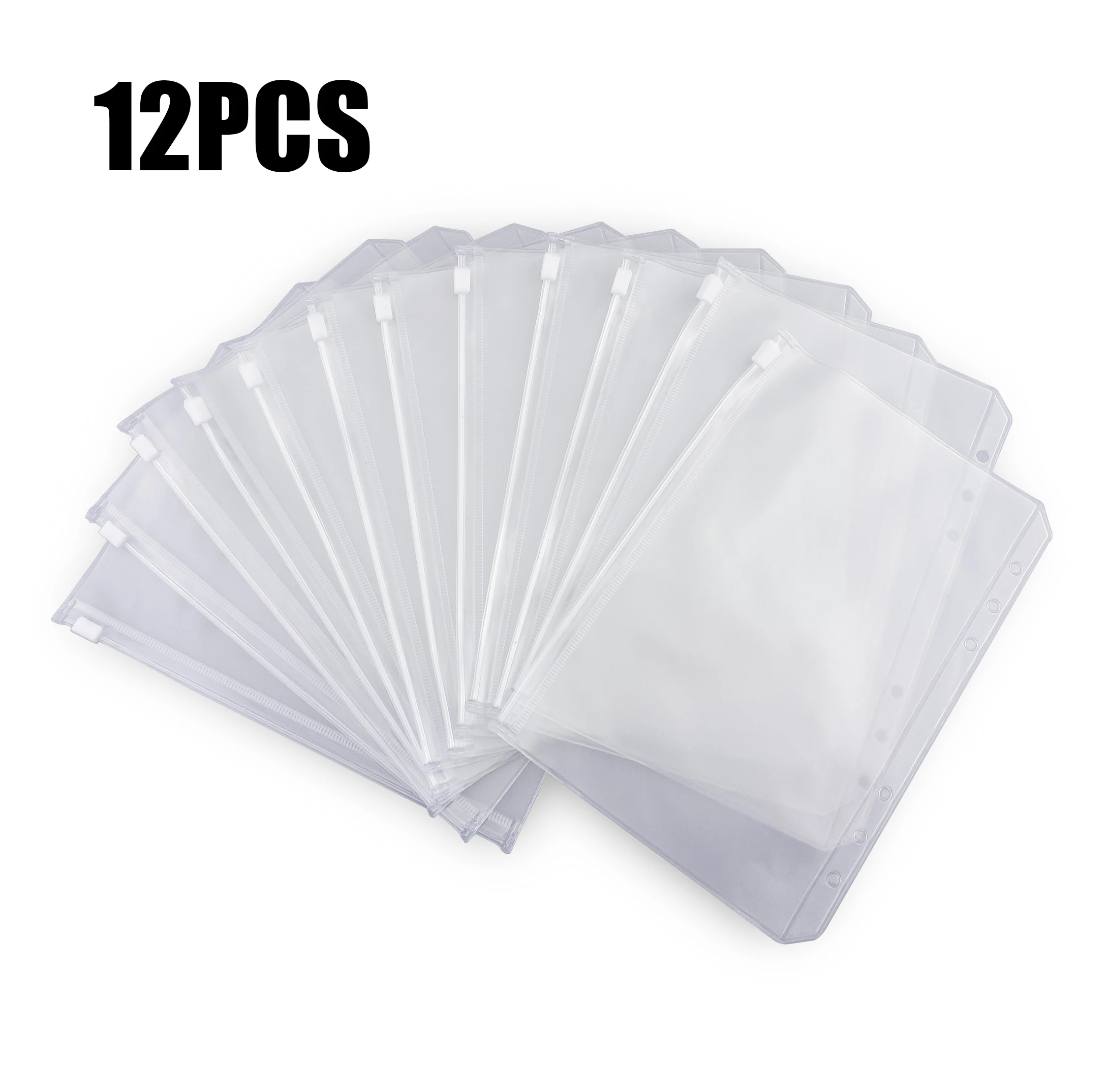

Convenient Clear PVC A5/A6/A7 Binder Pockets Clear Zipper Folders For 6-Ring Notebook Binder Files Reports Binder School