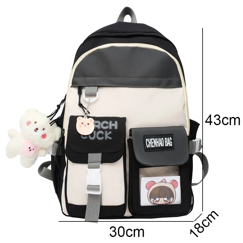 Female Cute Waterproof Clear Laptop Backpack Fashion Ladies Kawaii Harajuku Bag Women Badge Transparent Backpack Girl School Bag