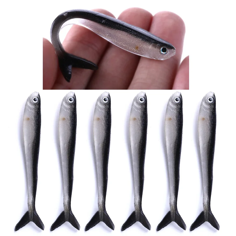 

10pcs 80mm 2.2g Soft Silicone Fishing Lure Minnow Saltwater Freshwater Worms Wobblers Artificial Bait Bass Tackle Jigs