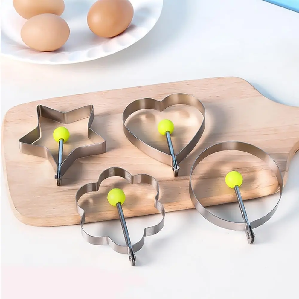Stainless Steel Pancake Molds 1/2pc for Griddle Egg Shaper Frying Pan Egg Ring Pancake Maker with Handle
