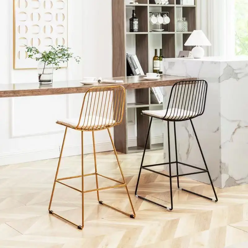 

Metal Island Bar Stools Retro Living Room Counter Kitchen Dining Chairs Minimalist Nordic Chaises De Salon Home Furniture YX50BY