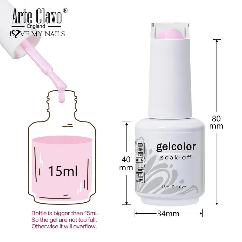 Arte Clavo 99Colors 15ML Gel Nail Polish Purple Glitter Sequins Manicure Base Matte Top Coat Soak Off LEDUV Nail Art Gel Varnish 6
