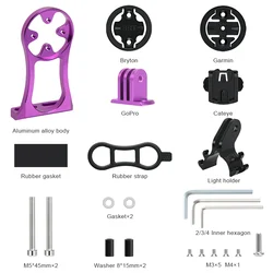 Bicycle Computer Holder & Camera Mount for Handlebar - Stopwatch & Speedometer Bracket (PURPLE)