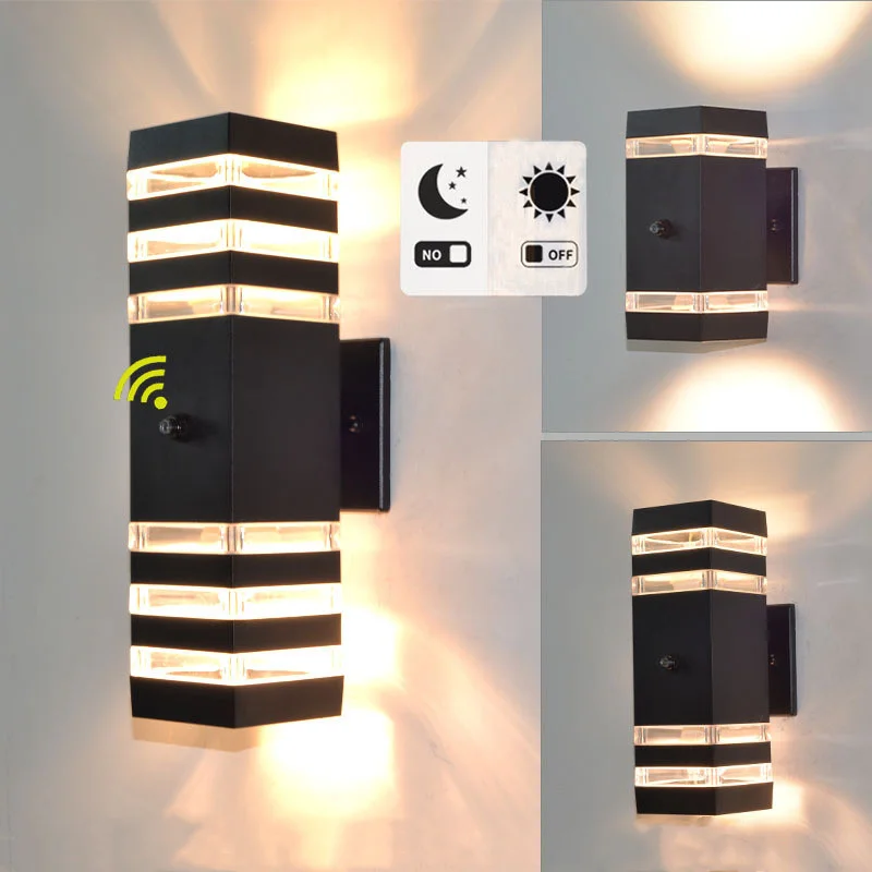Control Sensor Outdoor Waterproof LED Wall Light E27 Stair Balcony Garden Courtyard Living Room Aluminum Double Head Wall Sconce