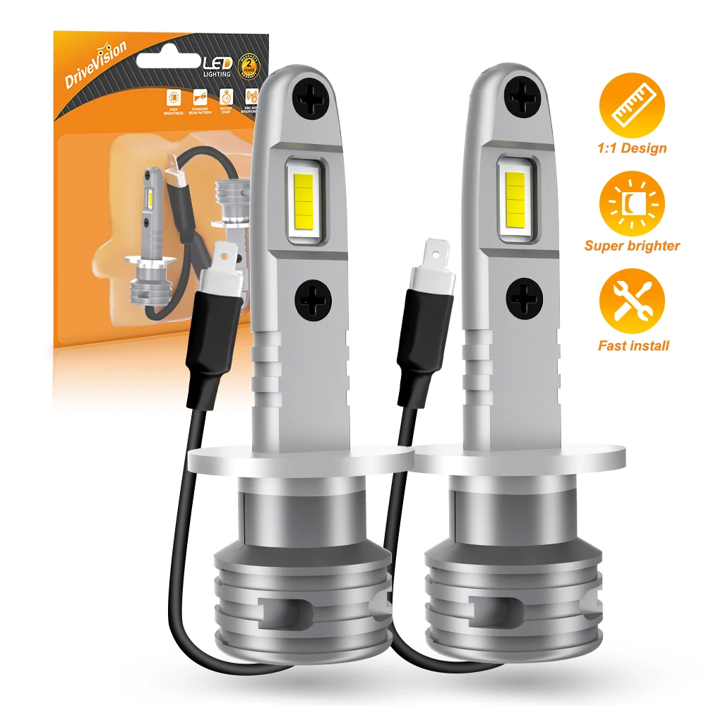 2Pcs H1 LED Car Headlight Fog Light Bulb CSP 6500K Fanless Daytime