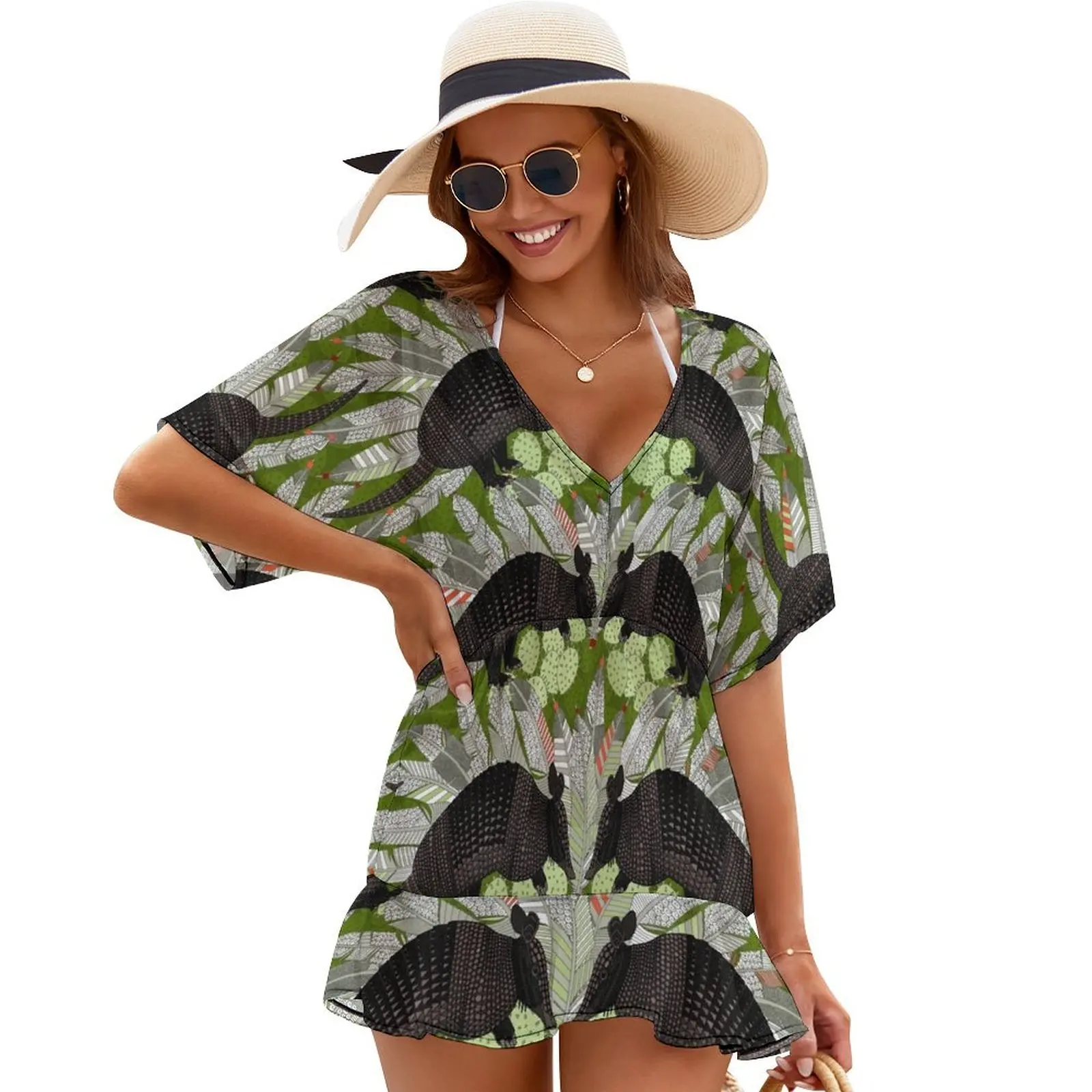 

native armadillos green Cover Ups dress party night Woman fashion