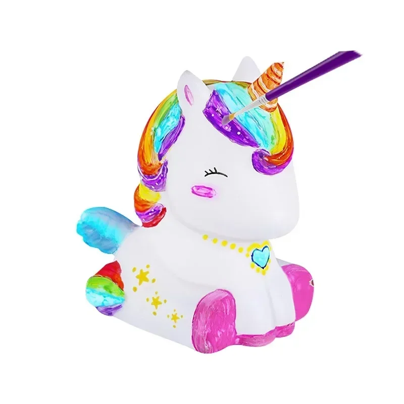 Kit Artistico per Dipingere la Tua Lampada a Forma di Gatto, Cervo o Unicorno, Set per Pittura Graffiti, Decorazione Fai-da-Te per Camera da Letto, Luce Notturna, Regalo per Bambini - immagine 6