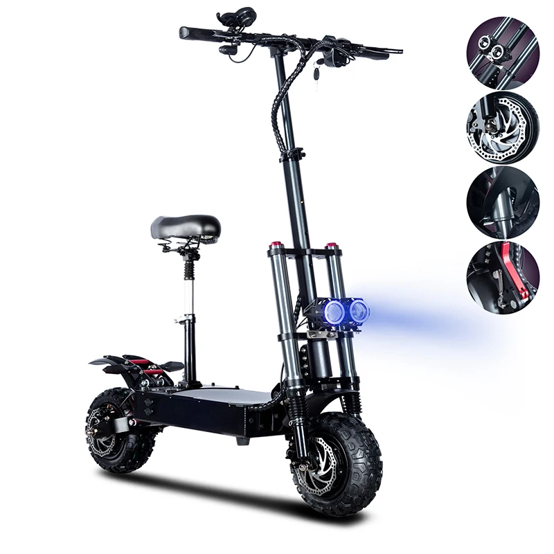 Toursor US Stock Kick E Scooter 11inch Off Road Tire Fast Speed 53mph 60V 6000W Electric Scooter