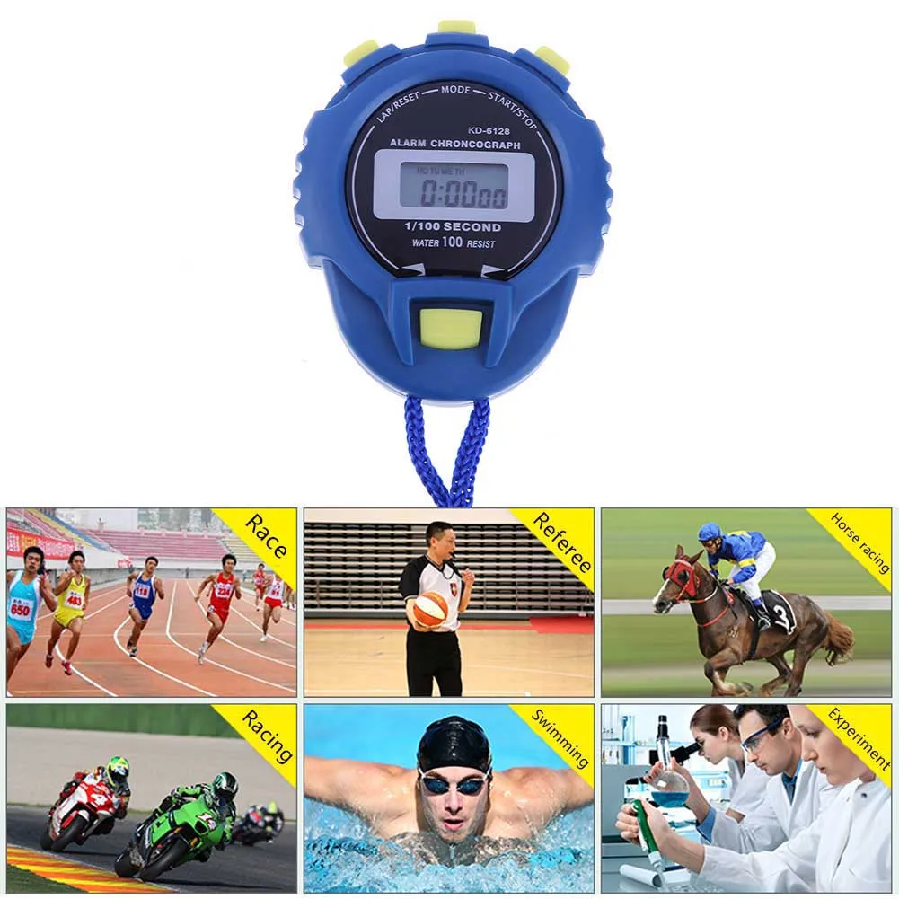 Cronometro Sportivo Digitale Portatile Cronometro Orologio Allarme Contatore Timer LCD Verde 