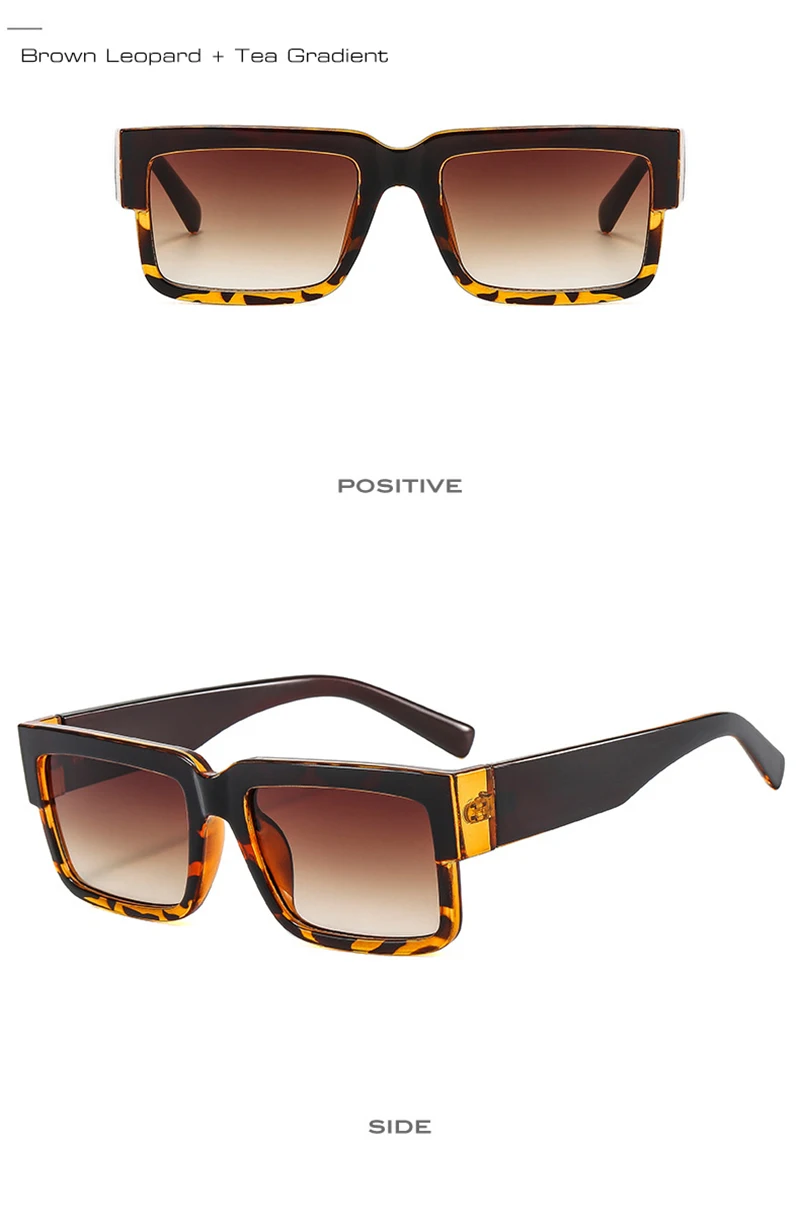 Retro vierkante zonnebril voor heren en dames gradient uv400_voghion.com