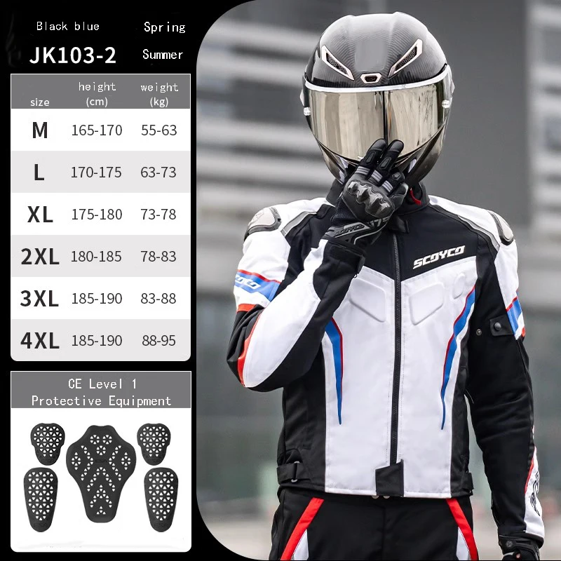 Summer SCOYCO Men's Motorcycle Jacket CE ESA Gear Breathable Mesh fabric Coat Motocross Jackets