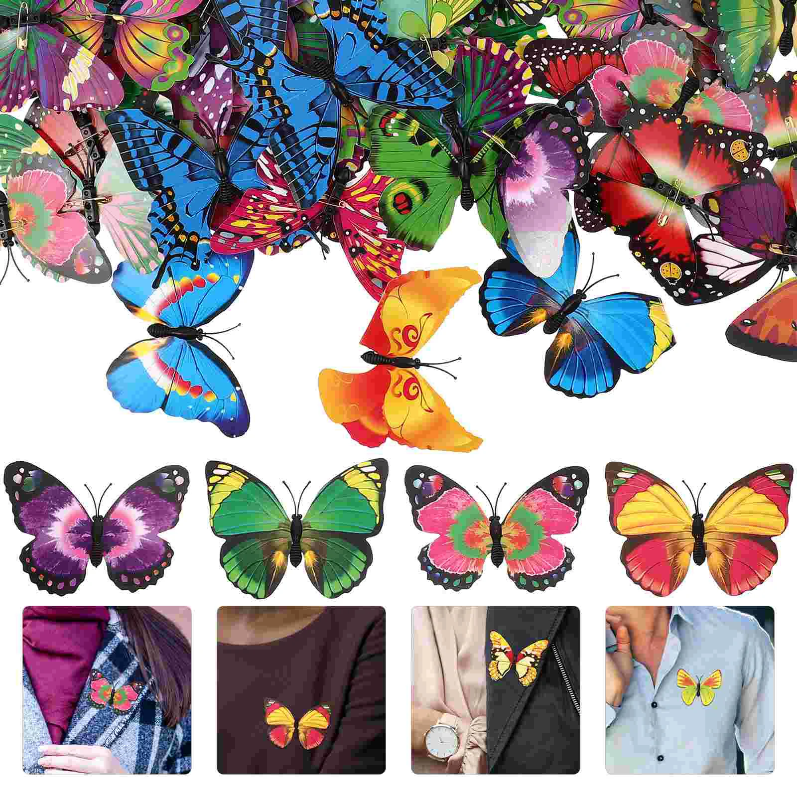 

100 Pcs Cartoon Pin Butterfly Miss Clothes Pins Rhinestone Trim Pvc Coat Brooch