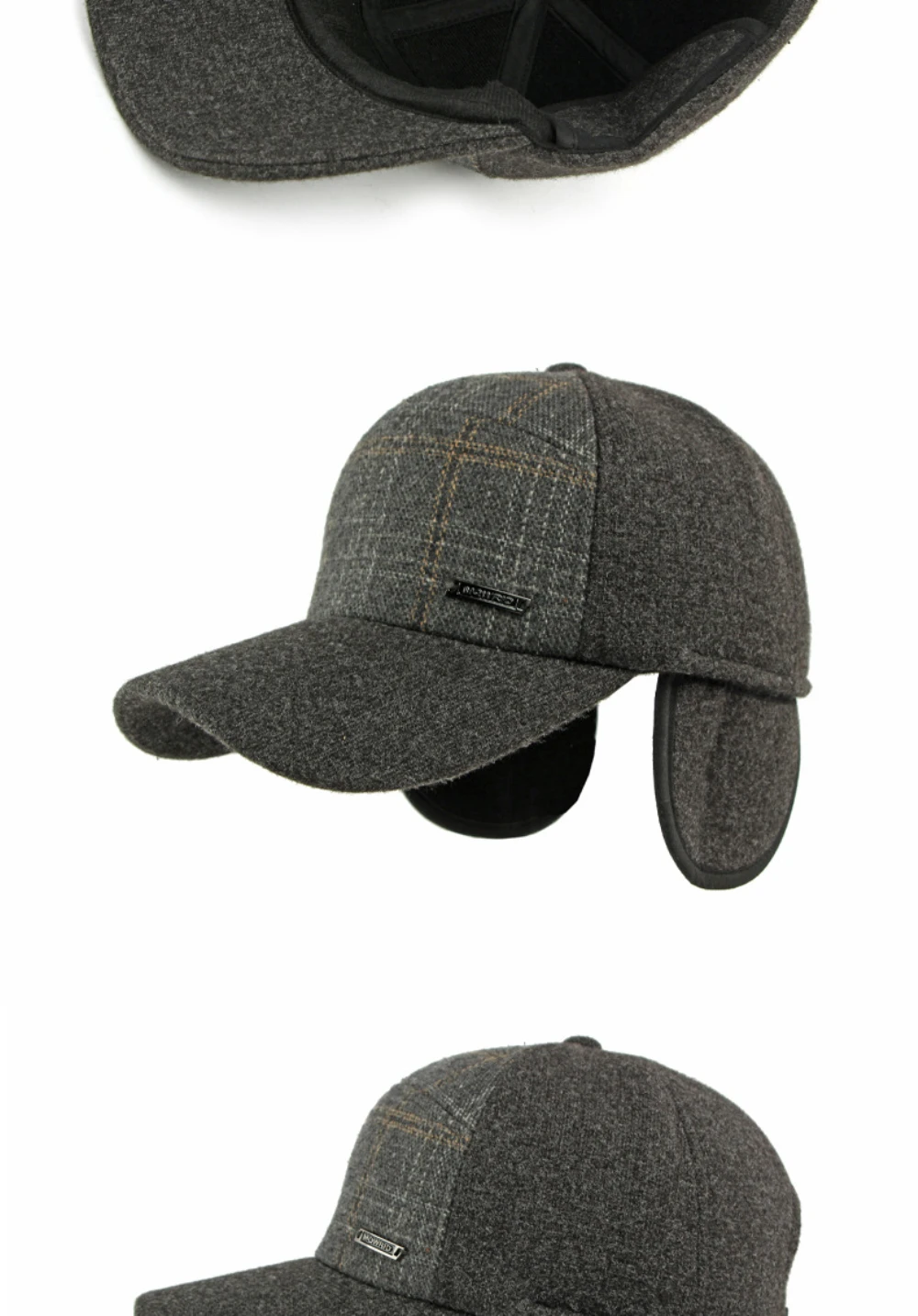 HT5010 Dicke Warme Winter Kappe Männer Hohe Qualität Wolle Baseball Hut Männlichen Schnee Ski Earflap Kappe Einstellbare Baseball Kappe Vater Papa Hut – Detail 14