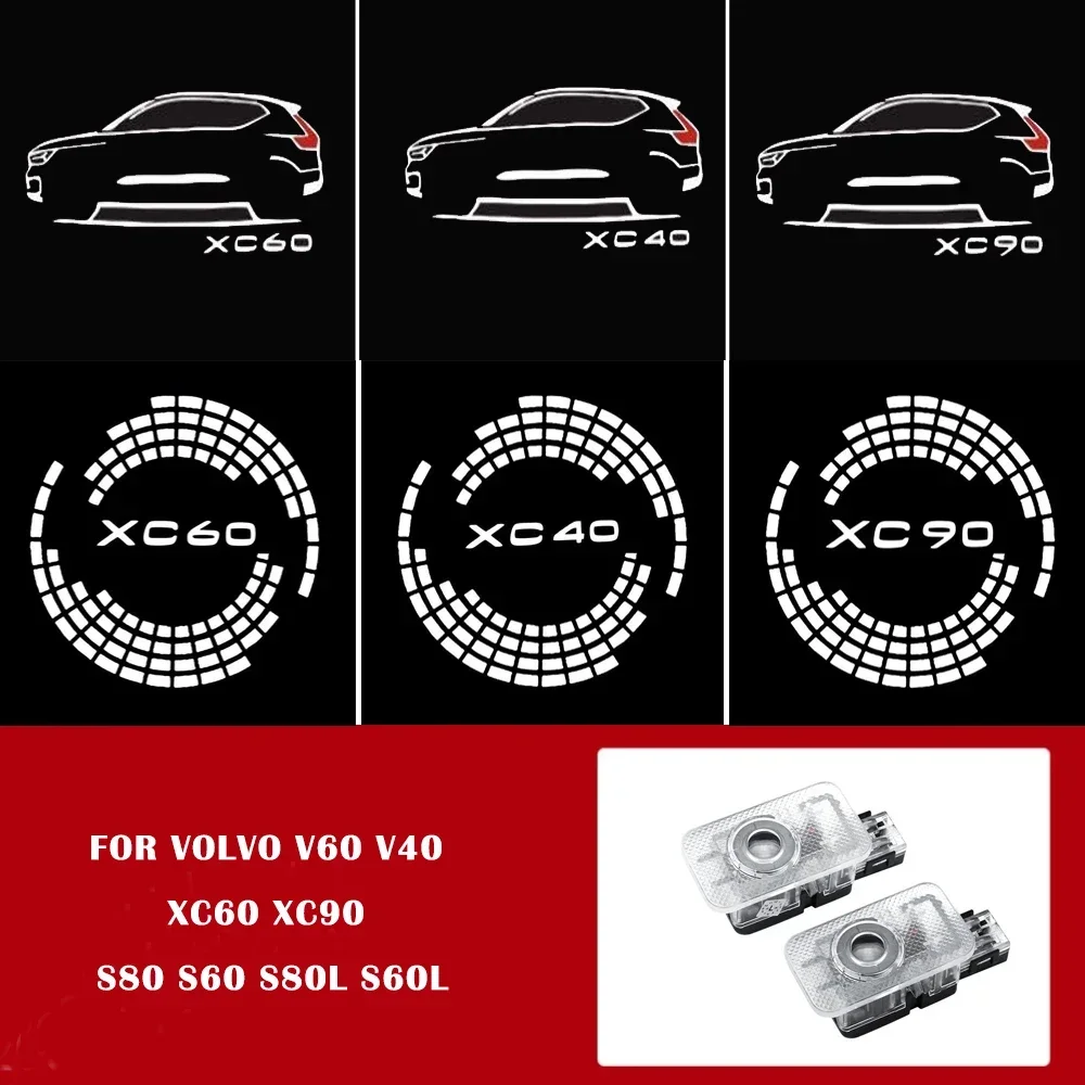 2Pcs Car Door Welcome Lights Logo Led Proiettore Lampada Per Volvo Xc40 Xc60 Xc90 Led Sign Door Welcome Light Proiettore Laser Light