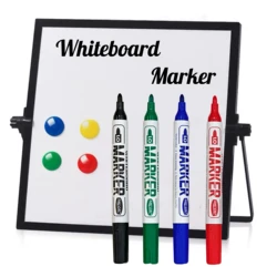 Vibrant 4 - Color Dry Erase Marker Set with Round Tips - Bold, Easy - Erase Ink for Effortless Writing (4 Colors)