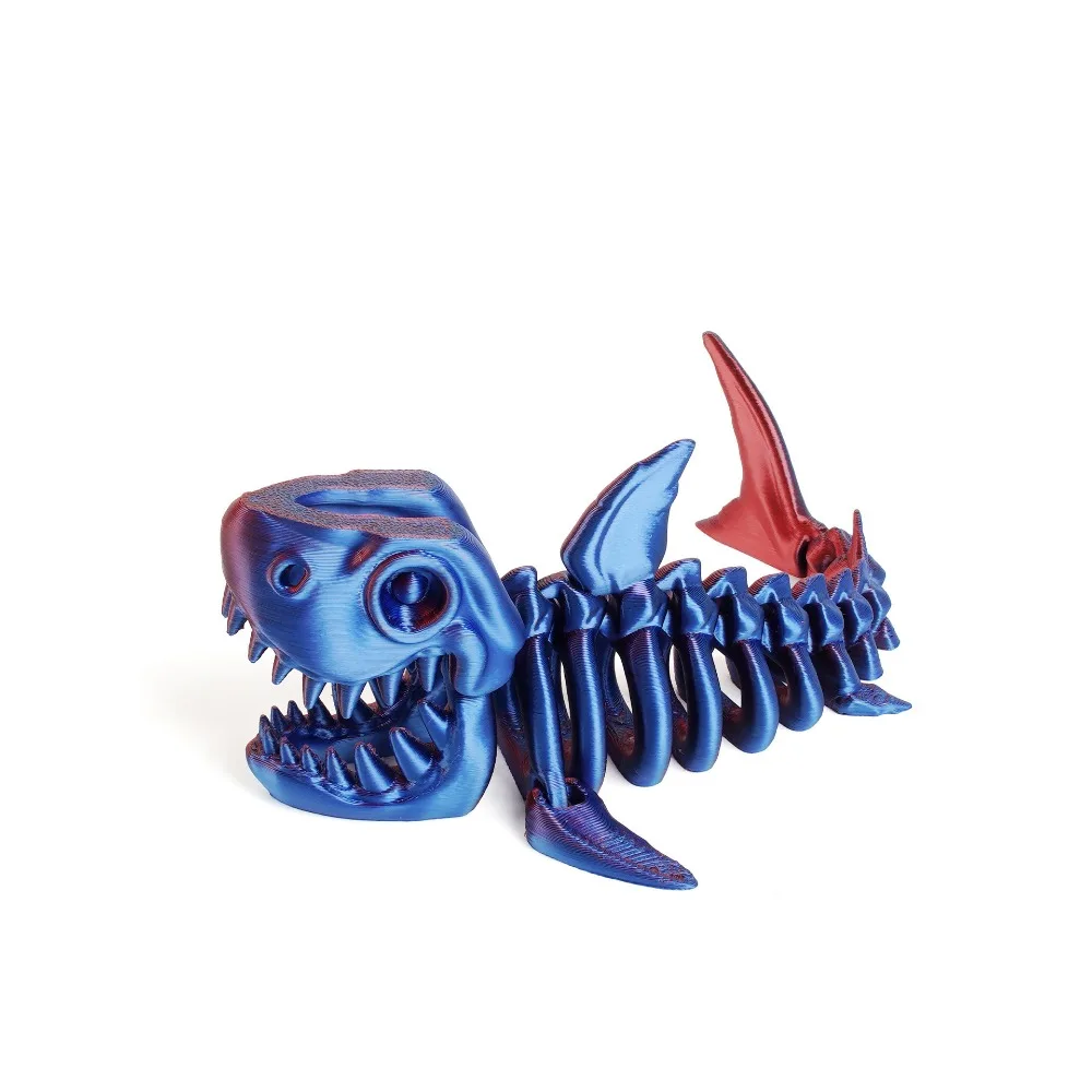 PLA Plastic 3D Printed Shark Model Multi-jointed Movable Realistic 3D Printed Shark Bones Decorative Handmade Simulation Shark